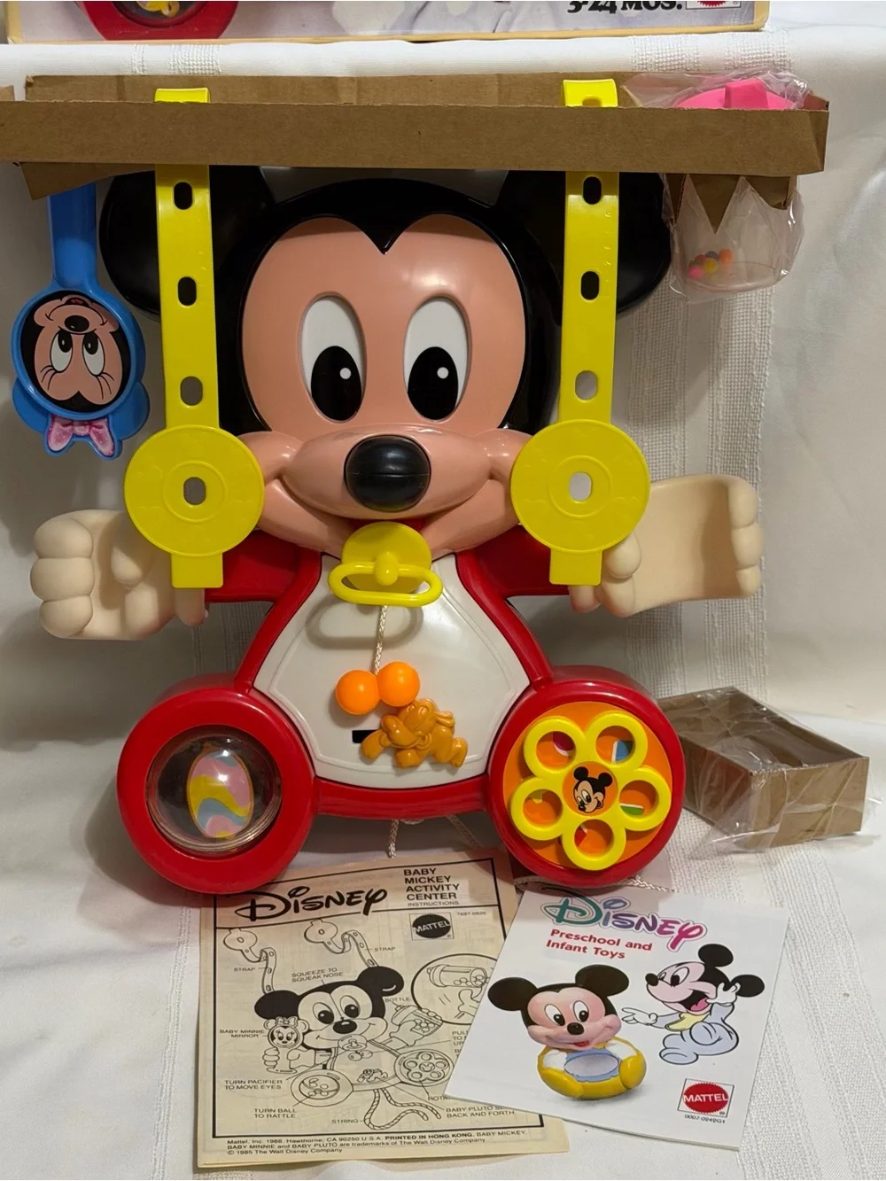 NEW Baby Mickey 1991 Disney Mattel Crib Playpen Activity & Sound Center 3-24 Mos